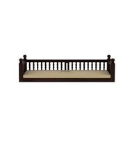 Wooden Hanging Swing Bed with Mattress & Rope – Walnut Brown
