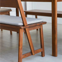 Wooden Bench with Upholstery Seat in Natural Finish