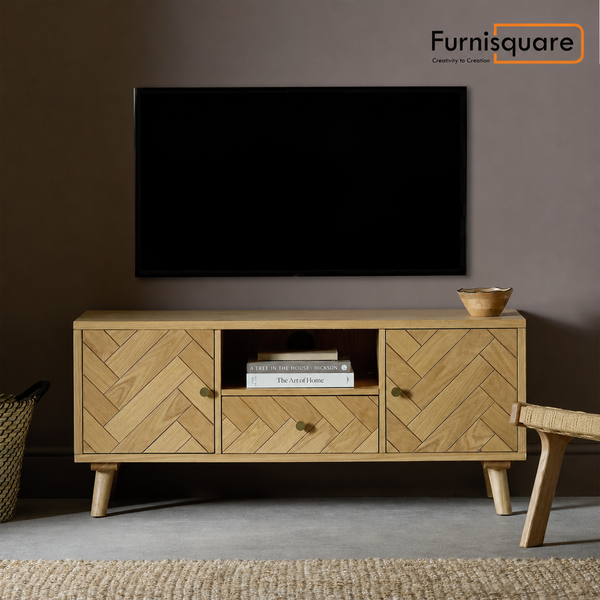 Wooden TV Cabinet for Living Room in Rustic Finish