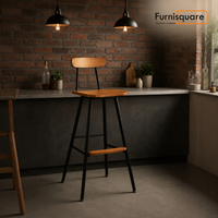 Solid Wood Bar Stool with Iron Leg for Bar Furniture