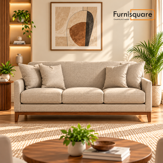 Wooden 3-Seater Sofa Set for Living Room