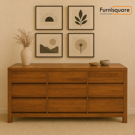 Solid Wood Chest of Drawer for Living Room in Natural Finish