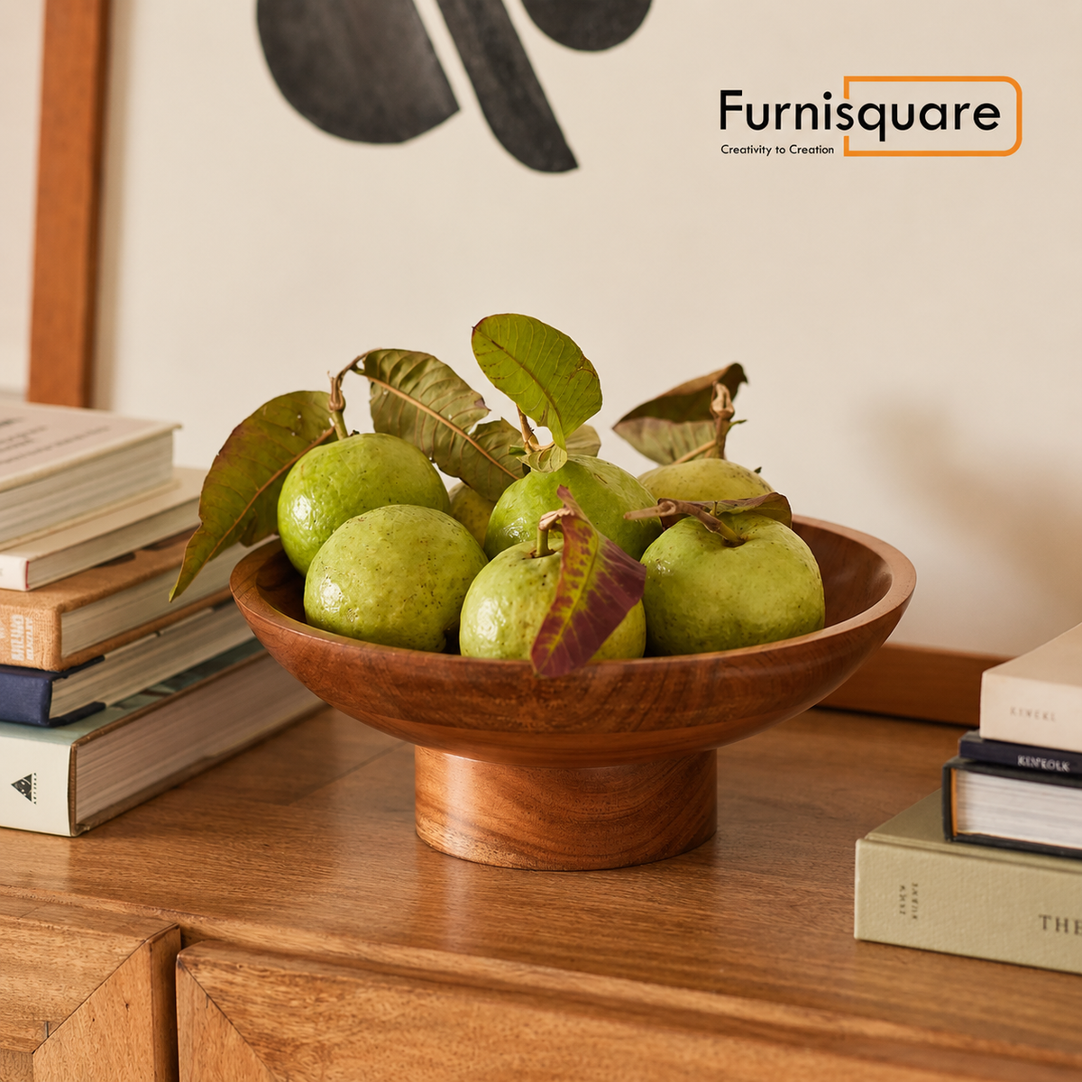 Wooden Fruit Bowl for Dining Table & Kitchen Decor