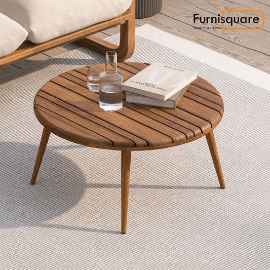 Wooden Round Coffee Table for Living Room