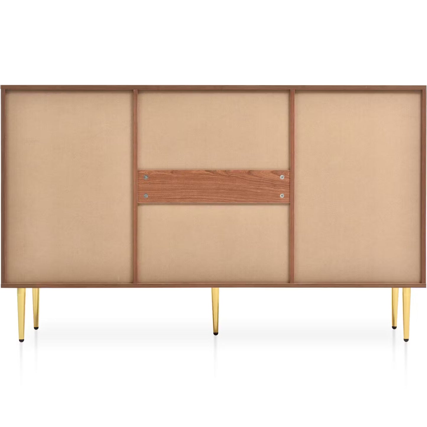Solid Wood Rattan Sideboard Cabinet for Living Room in Walnut Finish