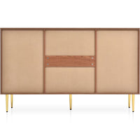 Solid Wood Rattan Sideboard Cabinet for Living Room in Walnut Finish