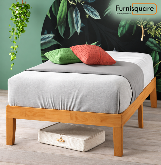 Solid Wood Platform Single Bed with Low-Profile Frame