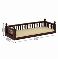 Wooden Hanging Swing Bed with Mattress & Rope – Walnut Brown