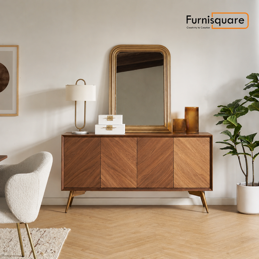 Solid Wood Sideboard Cabinet with Storage for Living Room