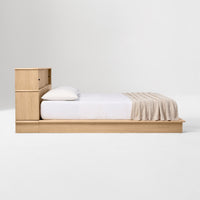 Wooden Queen Size Bed with Storage & Headboard