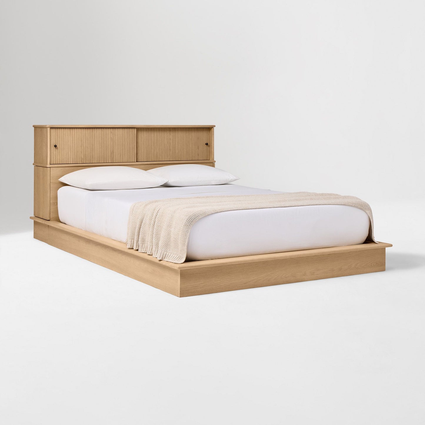 Wooden Queen Size Bed with Storage & Headboard
