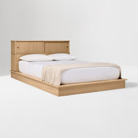 Wooden Queen Size Bed with Storage & Headboard