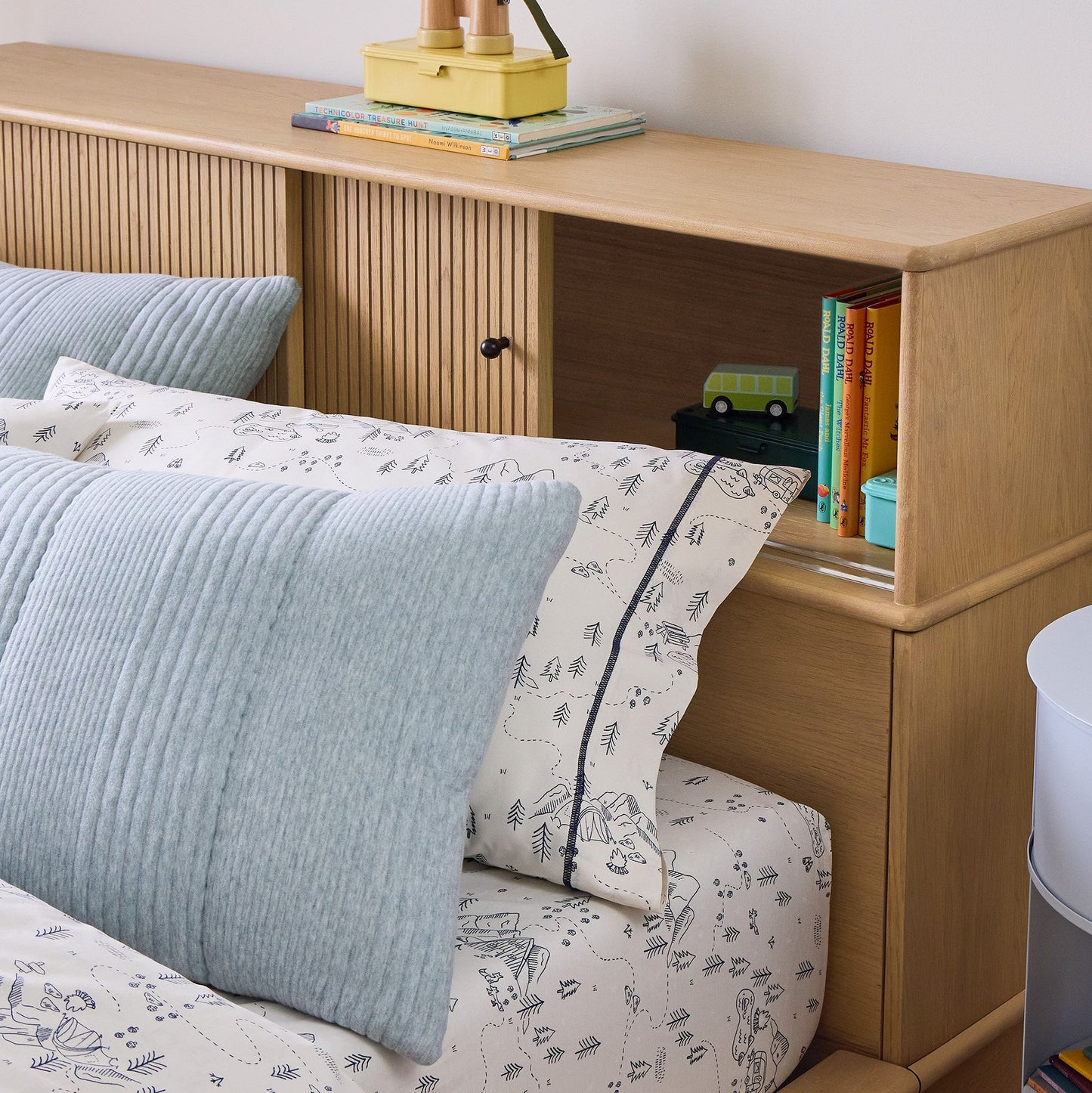 Wooden Queen Size Bed with Storage & Headboard