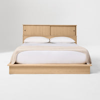Wooden Queen Size Bed with Storage & Headboard