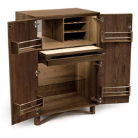 Wooden Bar Cabinet for Wine Bottle and Glass Storage in Walnut Finish
