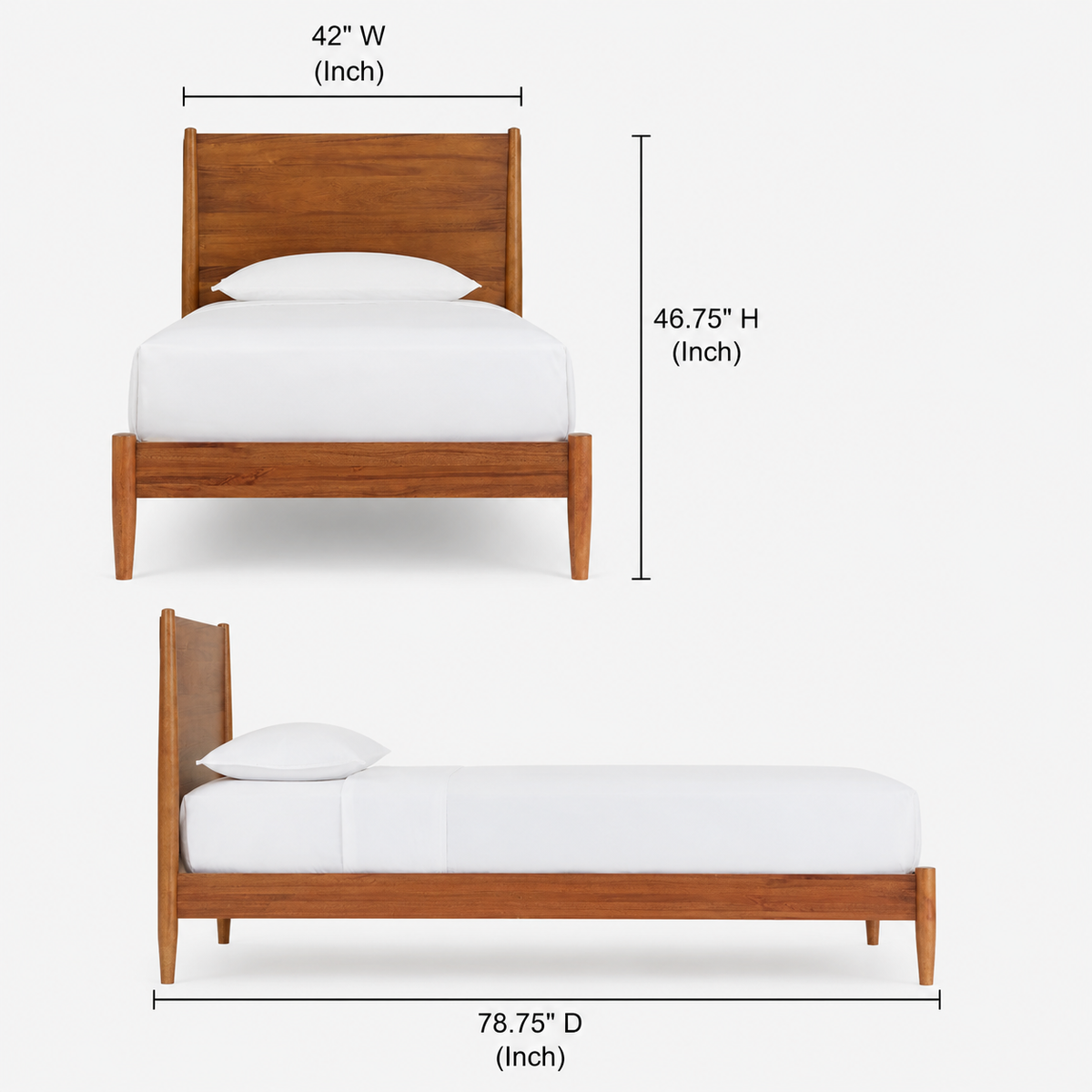 Solid Wood Single Bed for Kids Bedroom