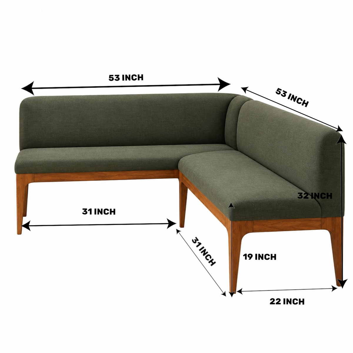 Solid Wood L-Shaped Upholstered Corner Bench