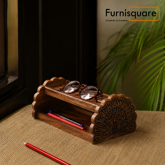 Wooden Hand Carved Table Organizer