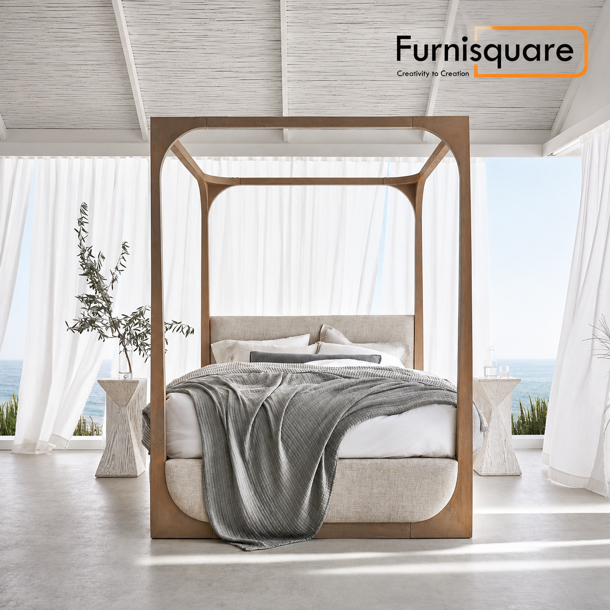 Wooden Poster Bed for Bedroom