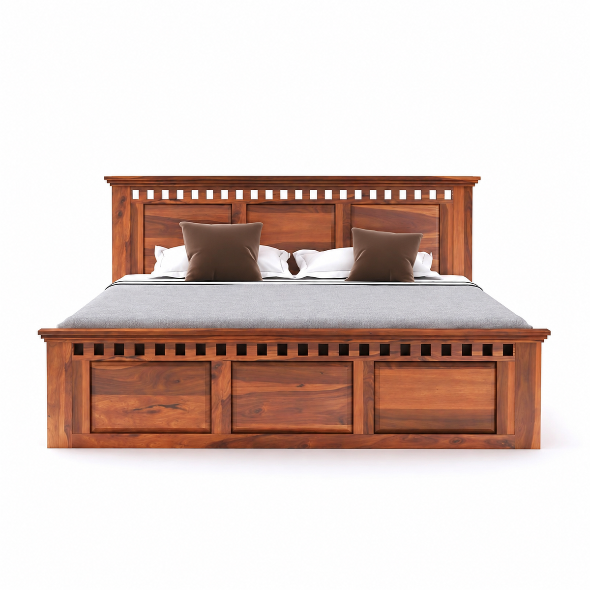 Solid Sheesham Wood King Size Bed with Storage Box