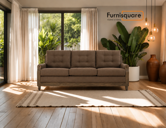 Solid Wood Upholstery 3-Seater Sofa Set for Living Room