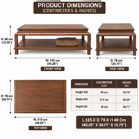 Wooden Coffee Table with Molded Edge & Shelf