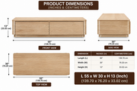 Solid Wood Coffee Table with Drawer for Living Room