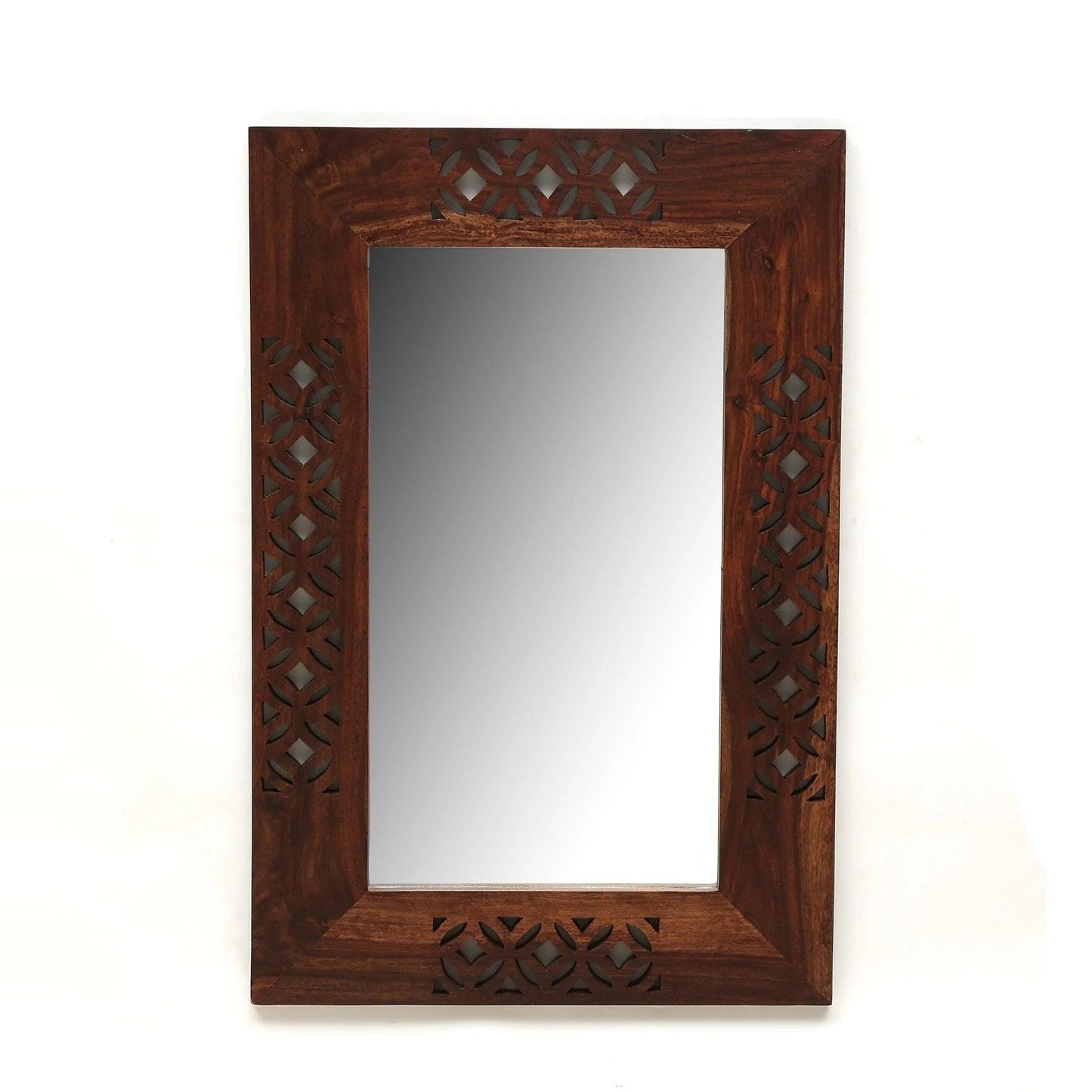 Solid Sheesham Wood Rectangle Wall Mirror for Bedroom
