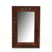 Solid Sheesham Wood Rectangle Wall Mirror for Bedroom