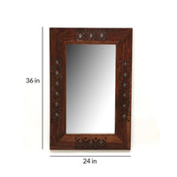 Solid Sheesham Wood Rectangle Wall Mirror for Bedroom