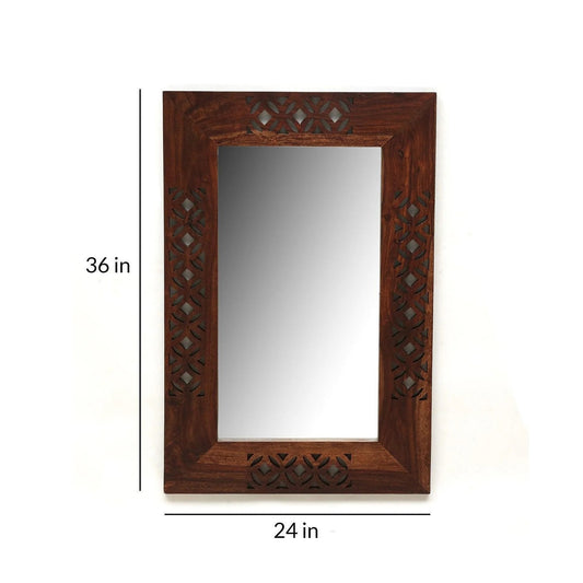 Solid Sheesham Wood Rectangle Wall Mirror for Bedroom