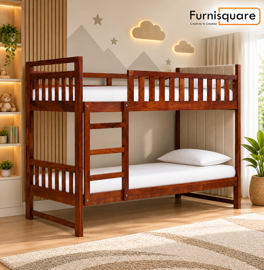 Solid Shessham Wooden Bunk Bed with Ladder