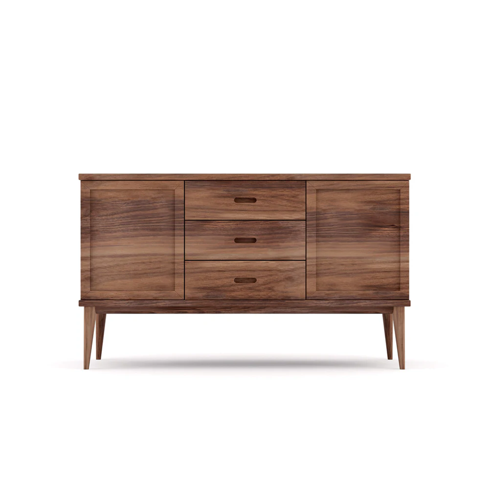 Solid Wood Sideboard with Integrated Pulls & Tapered Legs