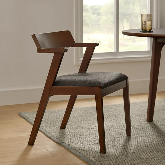 Wooden Dining Chair with Cushioned Seat in Walnut Finish