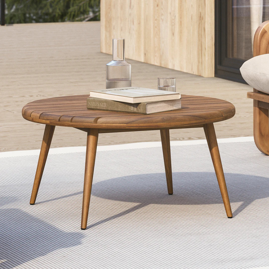 Wooden Round Coffee Table for Living Room