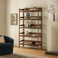 Wooden Bookshelf with Tapered Sides for Living Room
