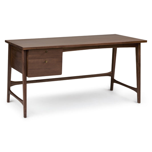 Solid Wood Study Table with Drawers Study Room in Walnut Finish