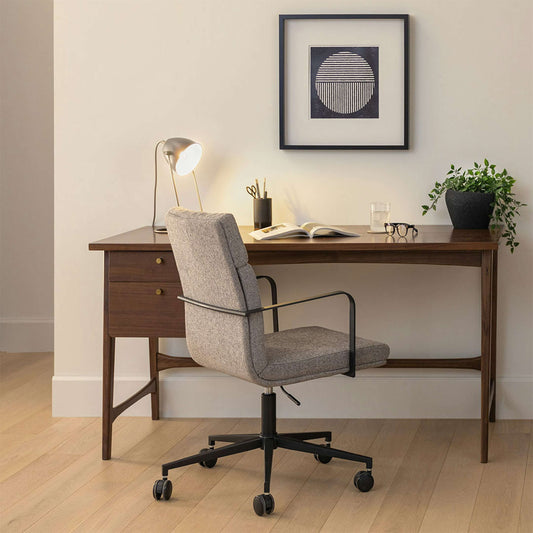 Solid Wood Study Table with Drawers Study Room in Walnut Finish