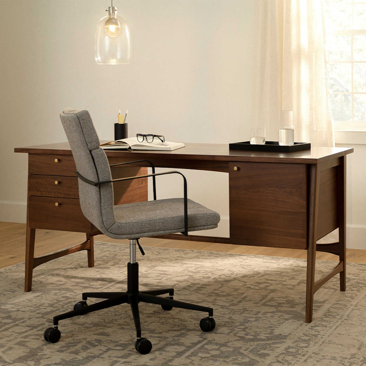 Wooden Writing Desk with Multiple Drawers