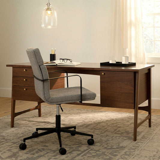 Wooden Writing Desk with Multiple Drawers