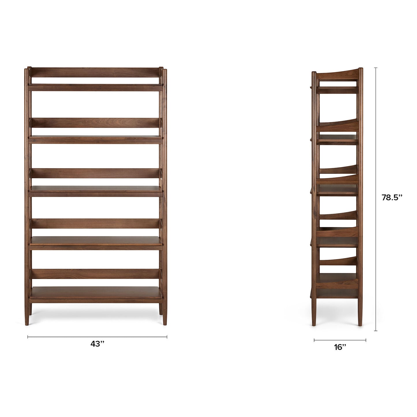 Wooden Bookshelf with Tapered Sides for Living Room