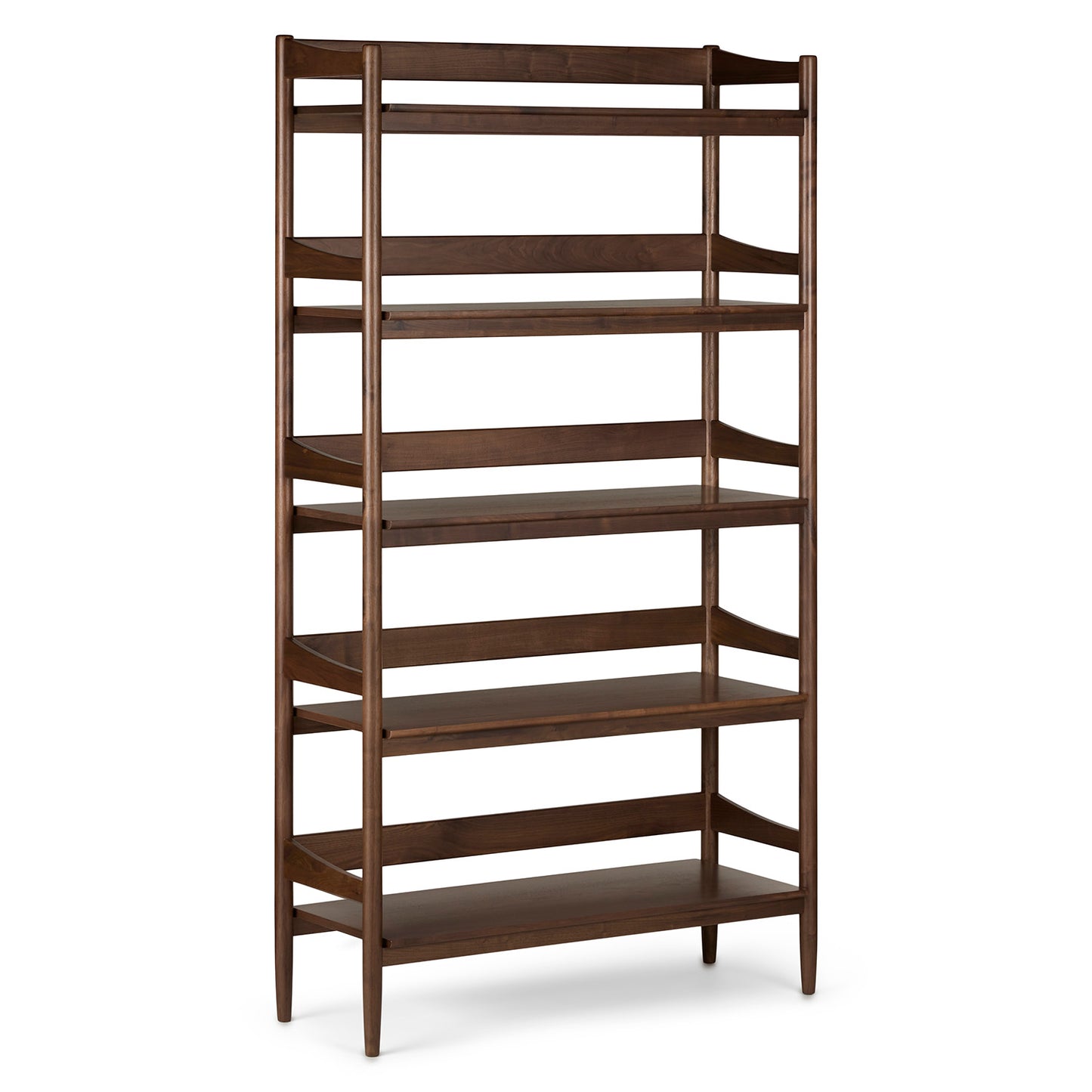 Wooden Bookshelf with Tapered Sides for Living Room