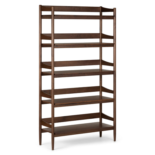 Wooden Bookshelf with Tapered Sides for Living Room