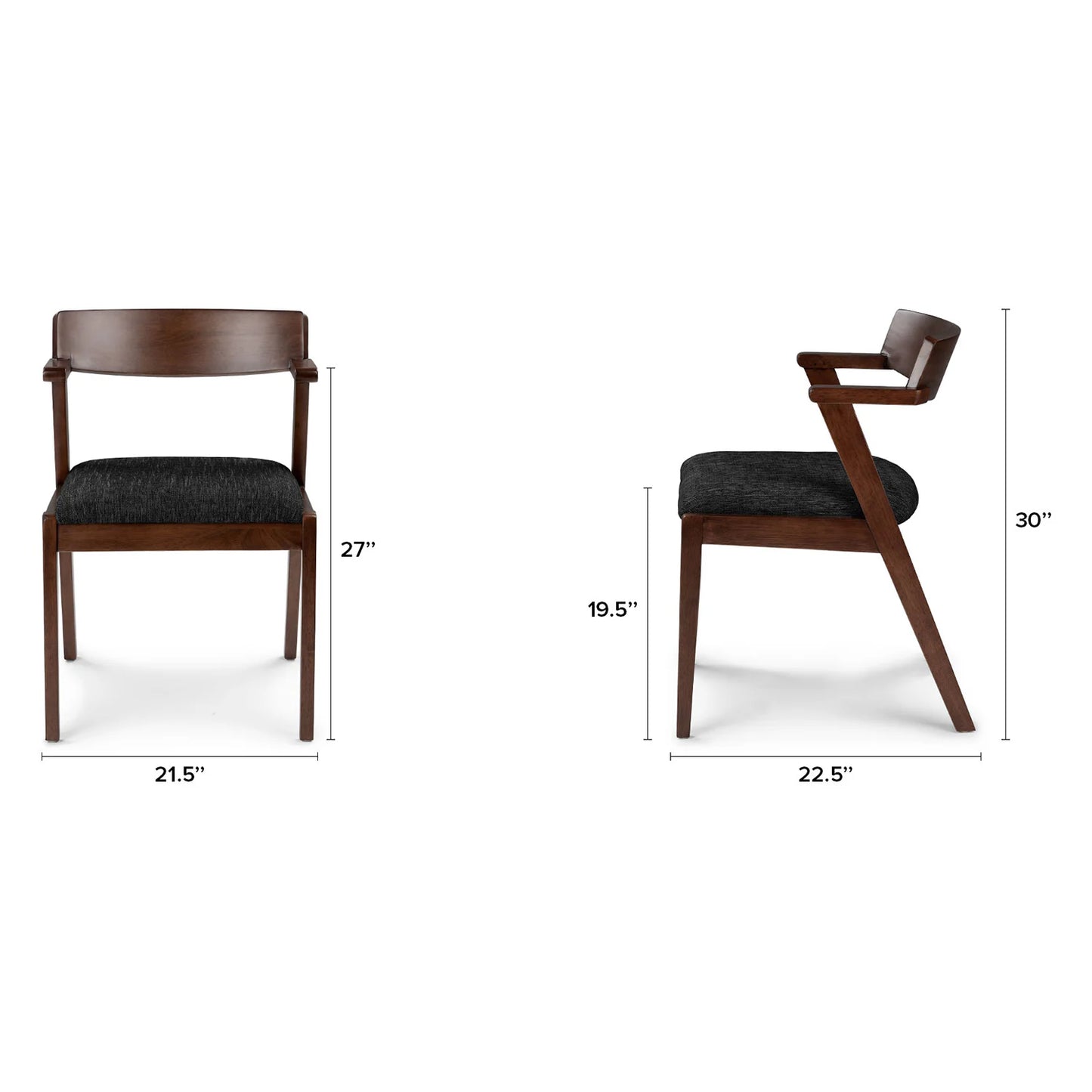 Wooden Dining Chair with Cushioned Seat in Walnut Finish