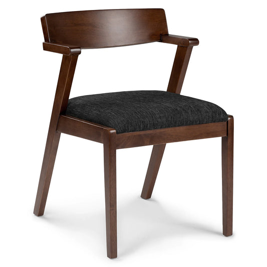 Wooden Dining Chair with Cushioned Seat in Walnut Finish