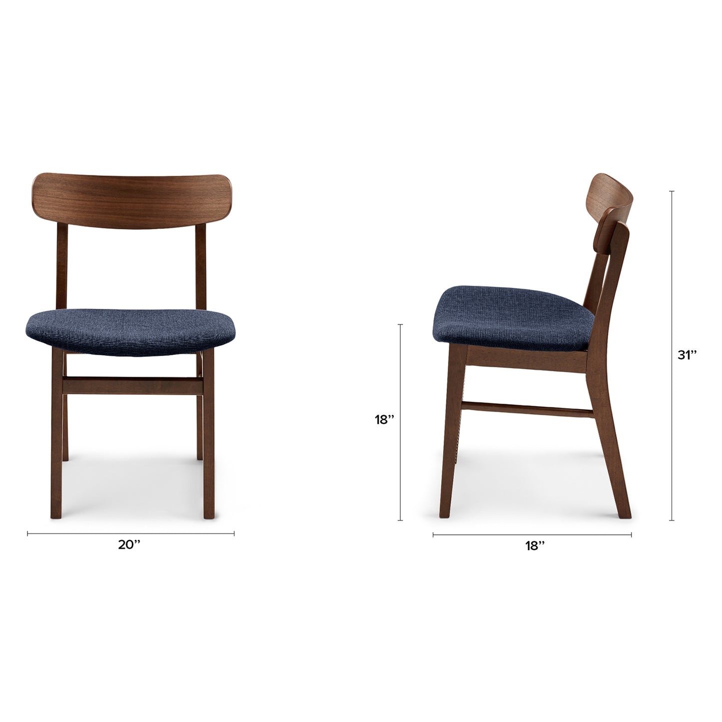 Solid Wood Chair for Dining & Study Space with Cushioned Seat