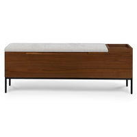 Wooden Storage Bench with Upholstered Seat