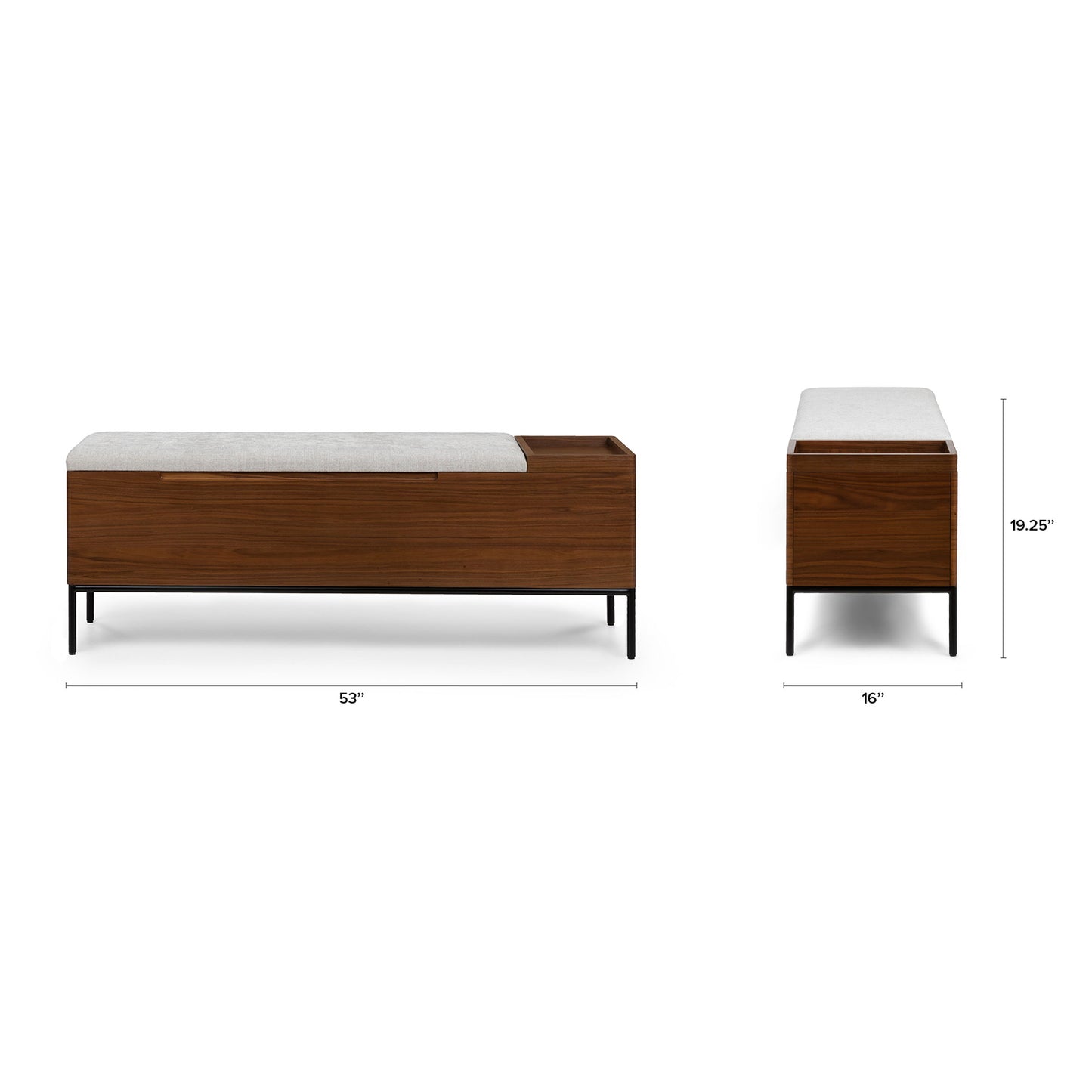 Wooden Storage Bench with Upholstered Seat