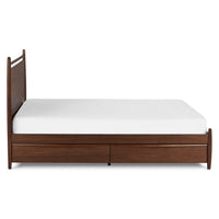 Solid Wood Queen Size Bed with Storage Drawers in Walnut Finish