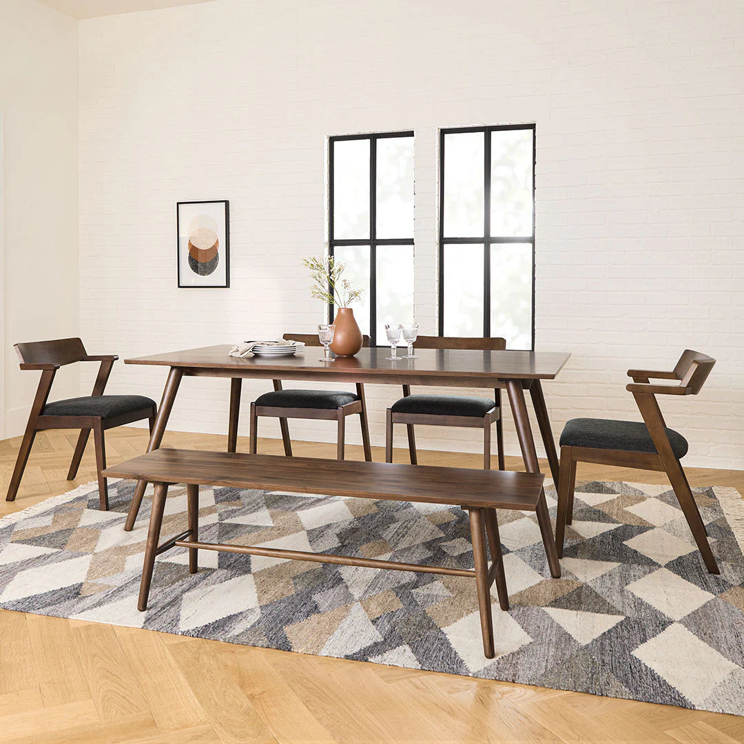Wooden Dining Chair with Cushioned Seat in Walnut Finish